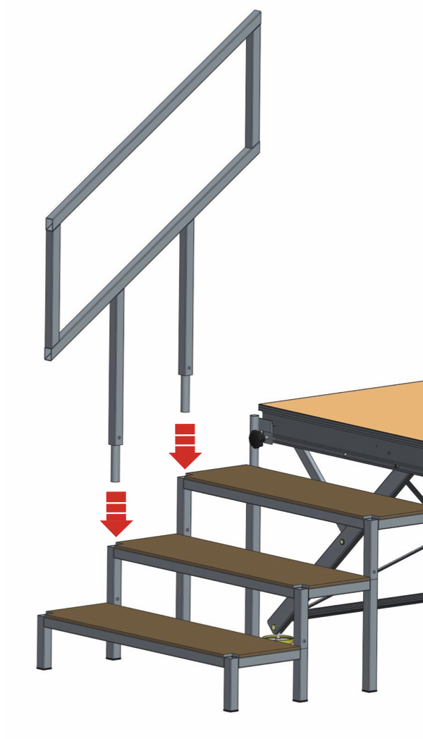 Installation du garde corps sur l'escalier